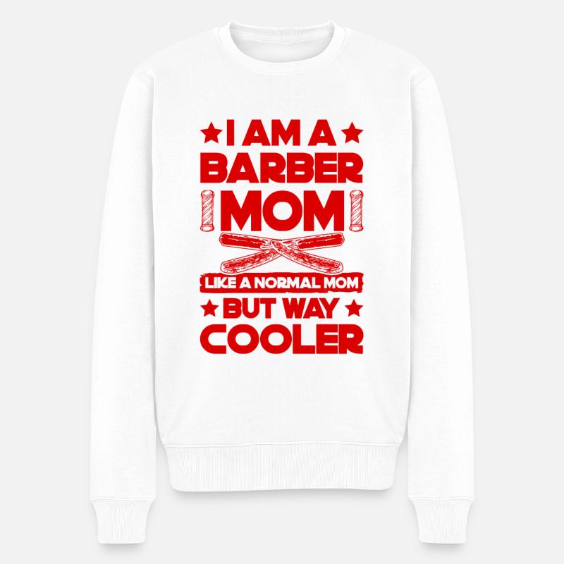 Barber Mom - Männer Premium Bio Pullover - Weiß