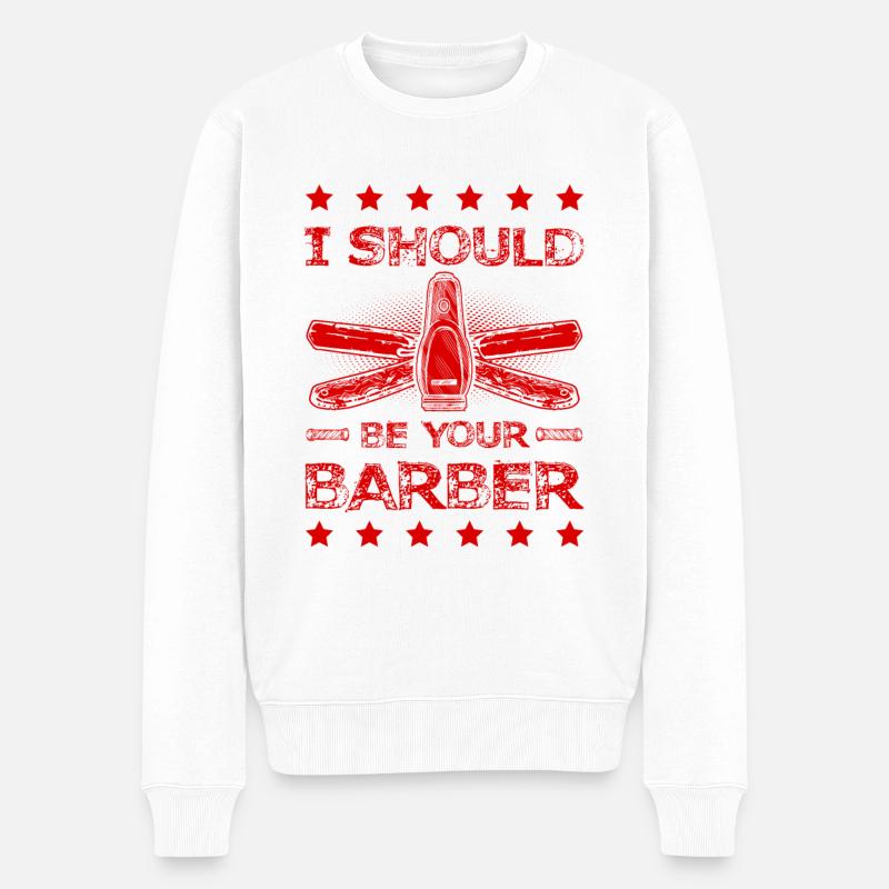Coiffeur de barbier - Pull Premium bio Homme - blanc