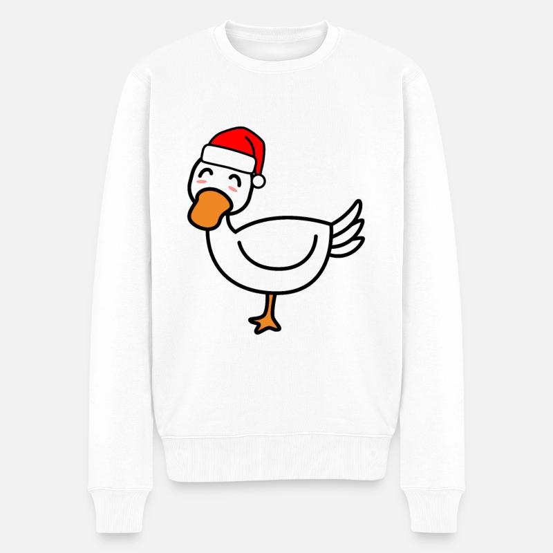Ente Comic Weihnachten Xmas - Männer Premium Bio Pullover - Weiß