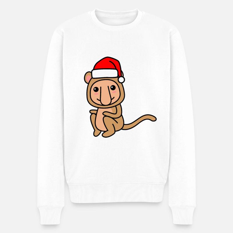 Singe bande dessinée Noël Noël - Pull Premium bio Homme - blanc