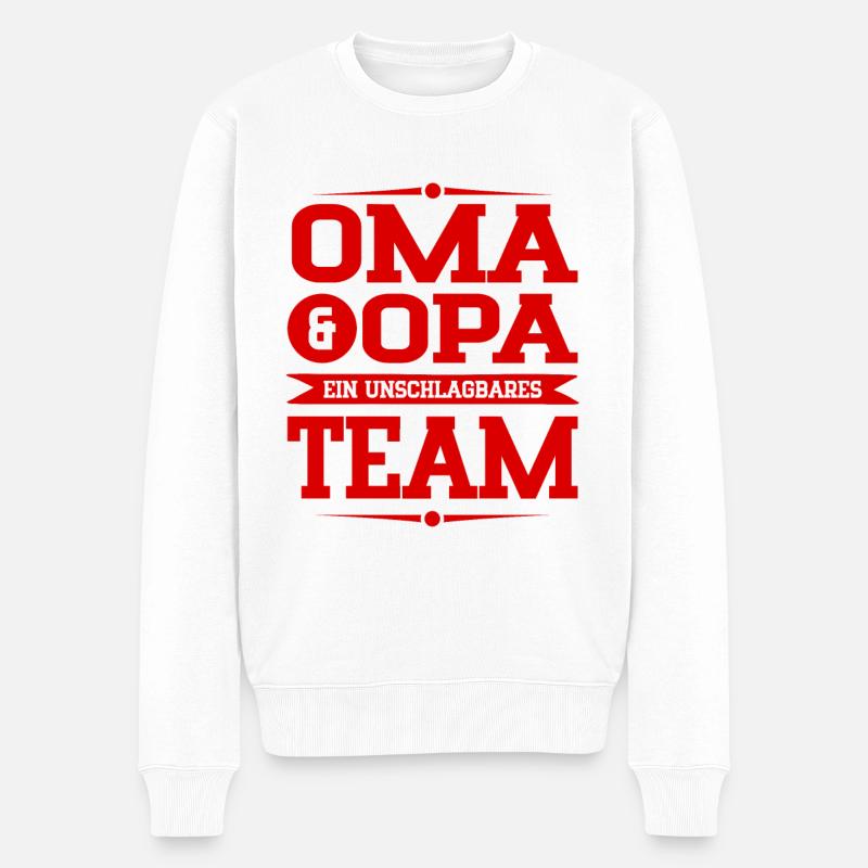 oma und opa team - Männer Premium Bio Pullover - Weiß
