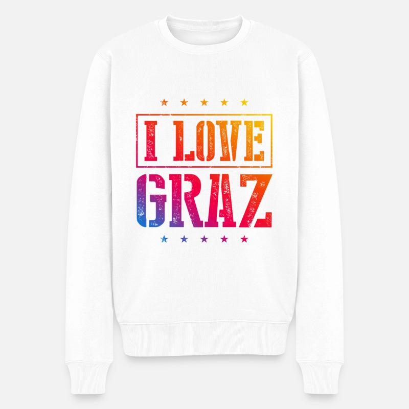 I Love Graz - Männer Premium Bio Pullover - Weiß