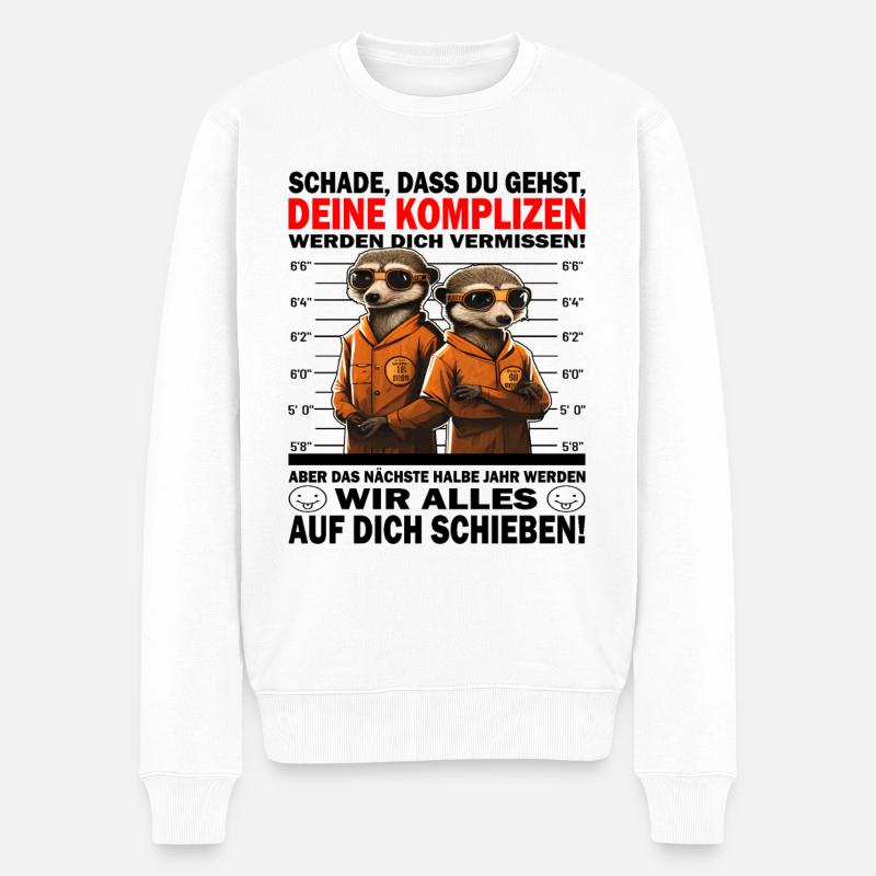 Glückwunsch zur Flucht aus der Anstalt Jobwechsel - Männer Premium Bio Pullover - Weiß
