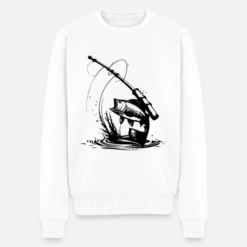 Fischen Symbol Fisch Angeln - Männer Premium Bio Pullover - Weiß