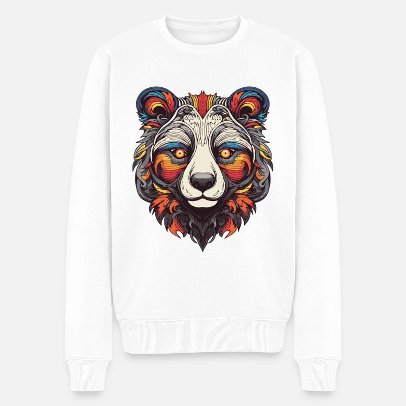 Panda Portrait - Männer Premium Bio Pullover - Weiß