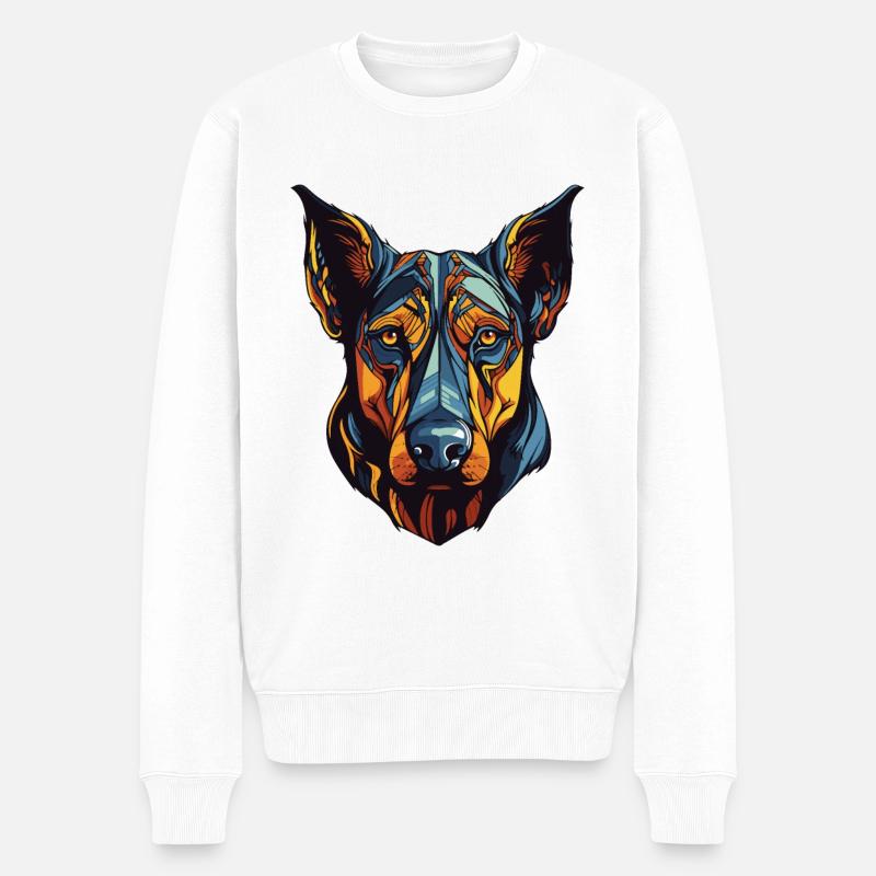 Doberman Hund Portrait - Männer Premium Bio Pullover - Weiß