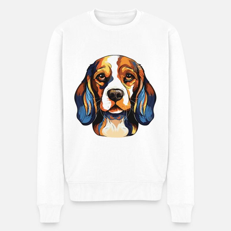 Beagle Hund Portrait - Männer Premium Bio Pullover - Weiß