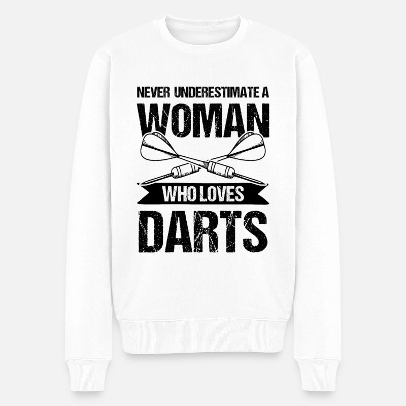 frau dart liebe - Männer Premium Bio Pullover - Weiß