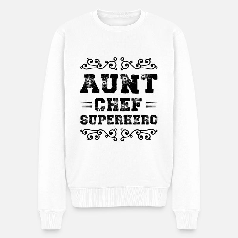 Tante Chef Superheld - Männer Premium Bio Pullover - Weiß