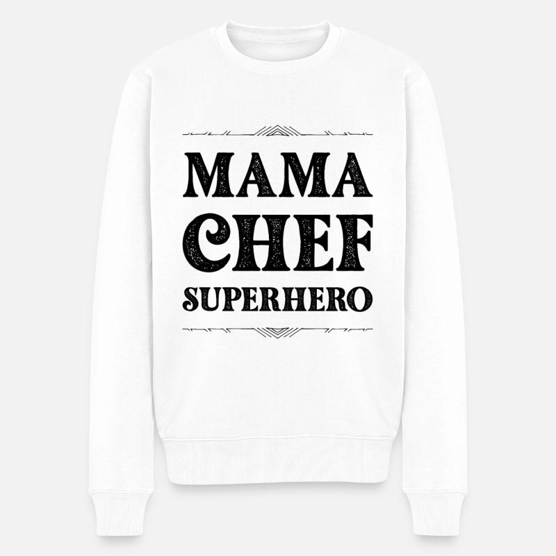 Mama Chef Superheld Mutter - Männer Premium Bio Pullover - Weiß