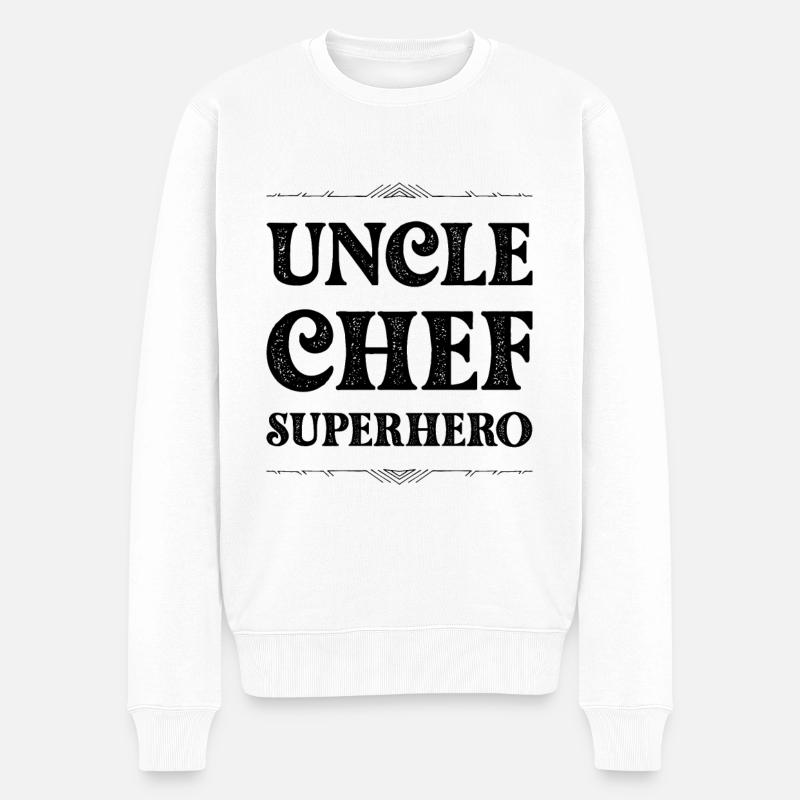 Onkel Chef Superheld - Männer Premium Bio Pullover - Weiß