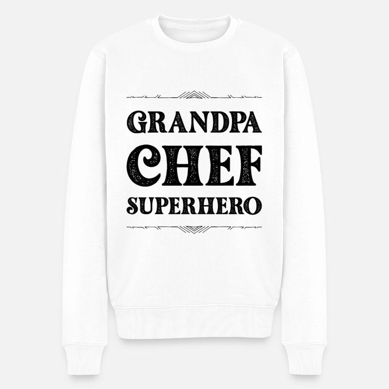 Opa Chef Superheld - Männer Premium Bio Pullover - Weiß
