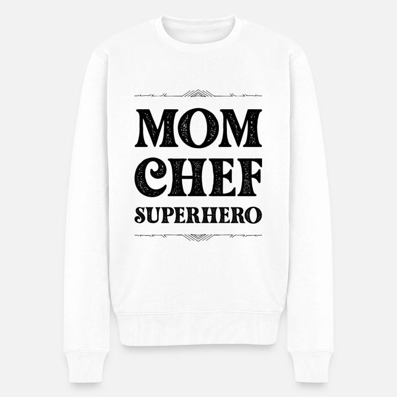 Mom Chef Superheld Mama - Männer Premium Bio Pullover - Weiß