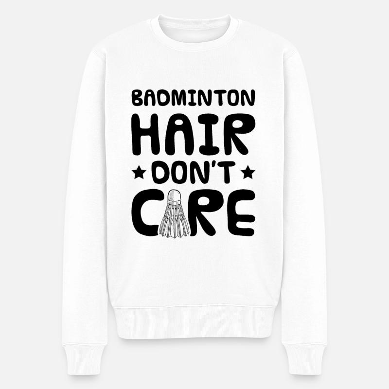 Badminton drôle de dicton - Pull Premium bio Homme - blanc
