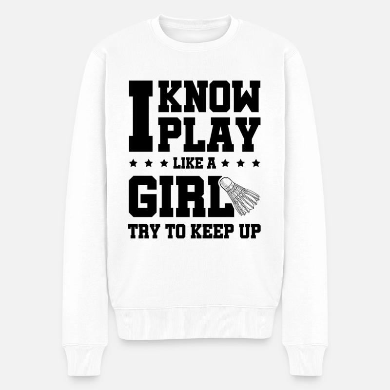 badminton mädchen - Männer Premium Bio Pullover - Weiß