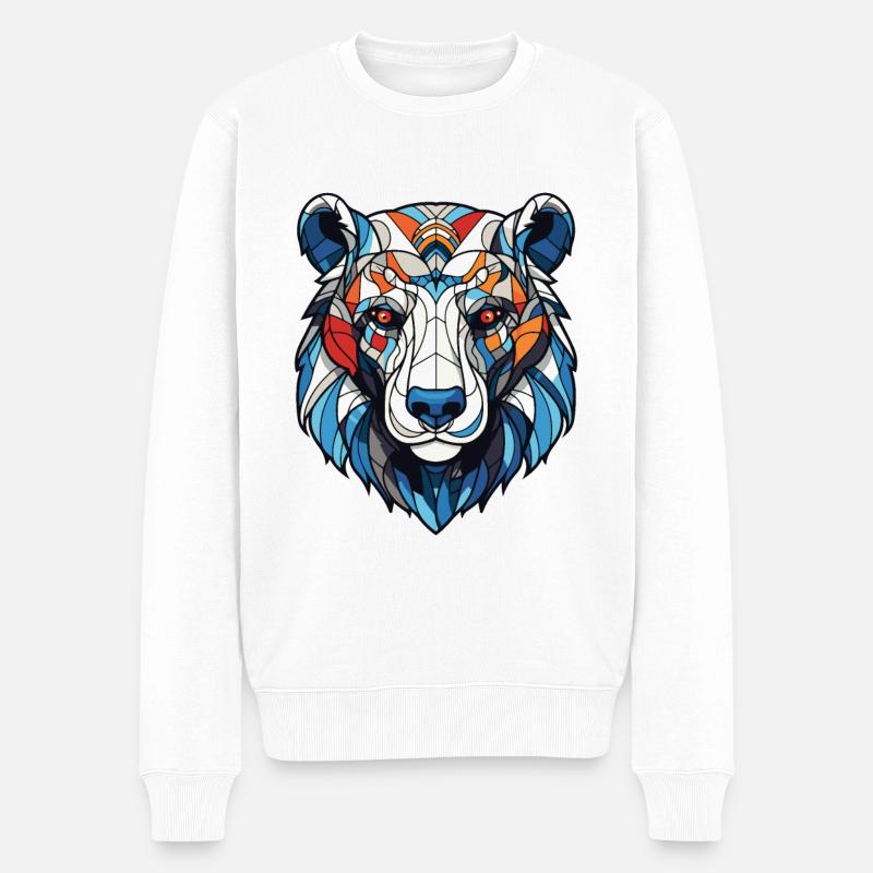 Eisbär Kopf Polar bär - Männer Premium Bio Pullover - Weiß