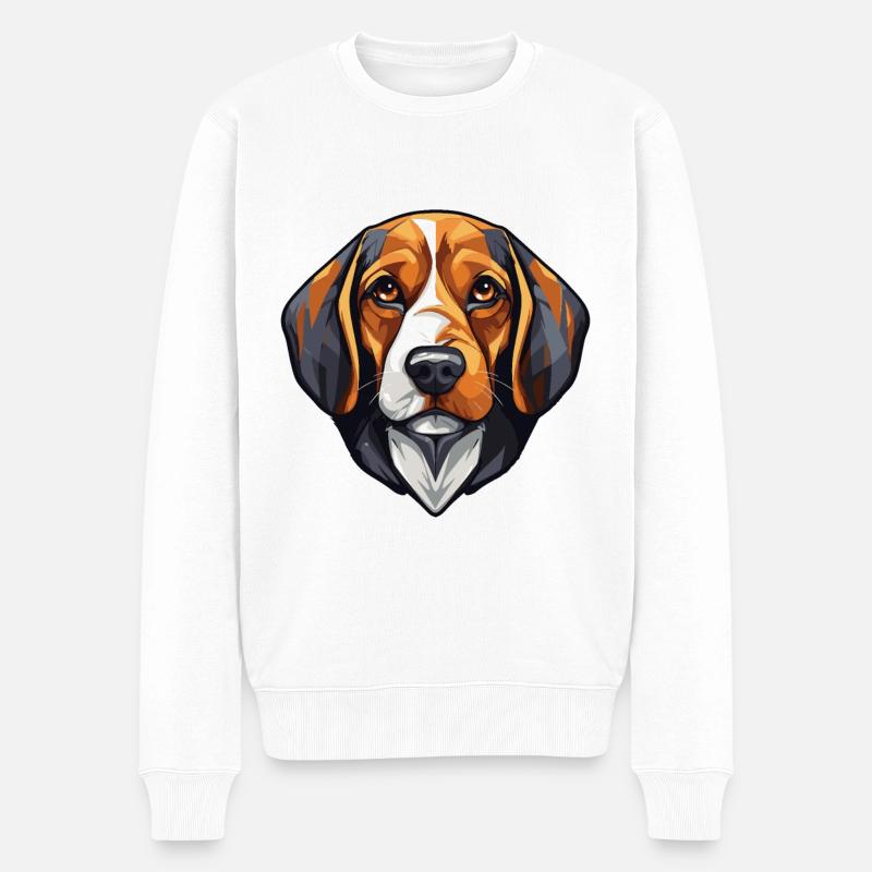 Beagle Hund Kopf - Männer Premium Bio Pullover - Weiß