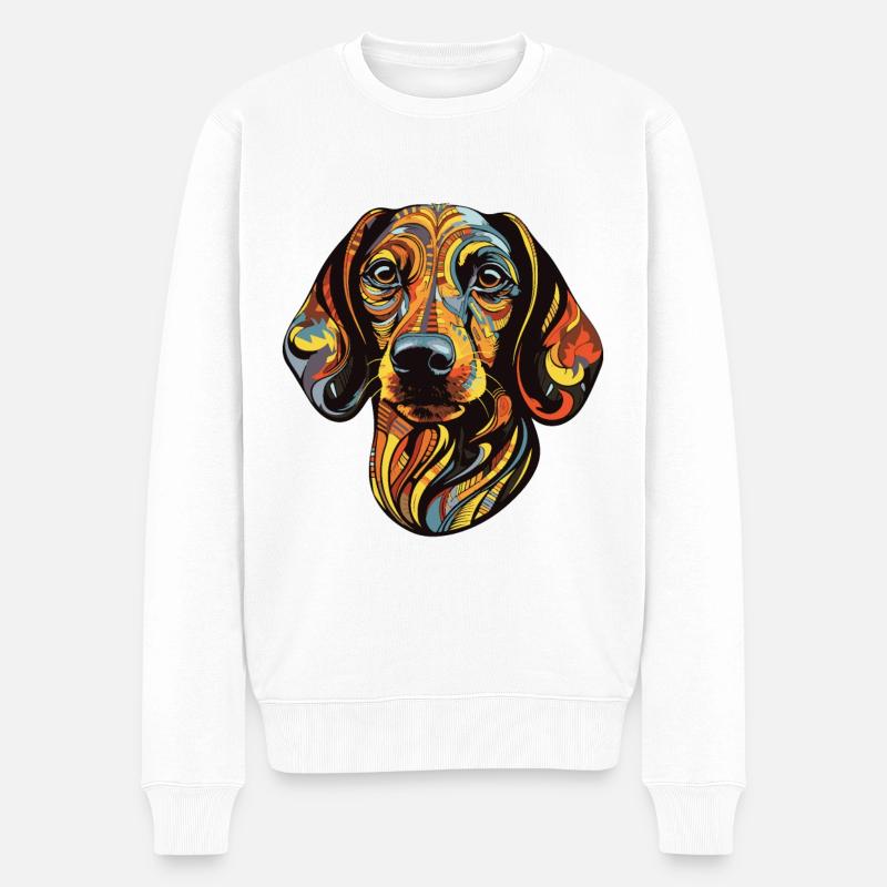 Dachshund Hund Kopf Dackel - Männer Premium Bio Pullover - Weiß