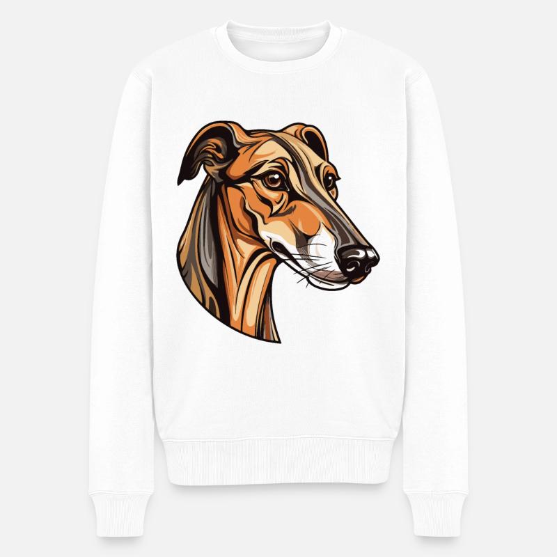 Tête de chien lévrier - Pull Premium bio Homme - blanc