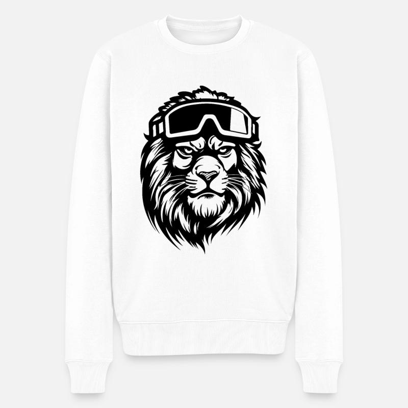 Lion Snowboard Lunettes de ski - Pull Premium bio Homme - blanc