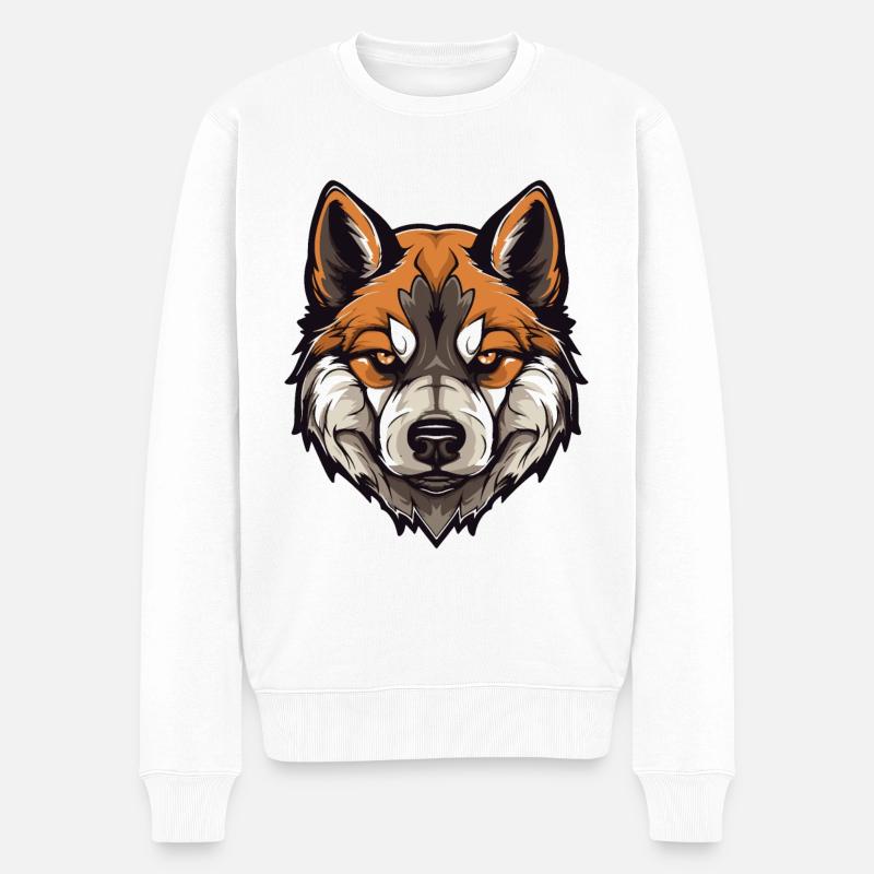 Tête de chien Akita - Pull Premium bio Homme - blanc