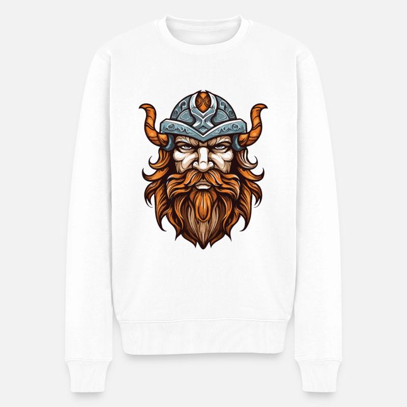 Guerrier à tête viking - Pull Premium bio Homme - blanc