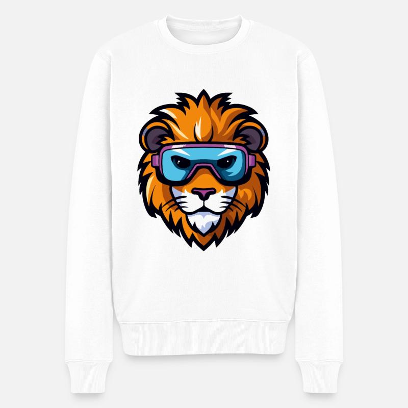 Ski Löwe Comic - Männer Premium Bio Pullover - Weiß