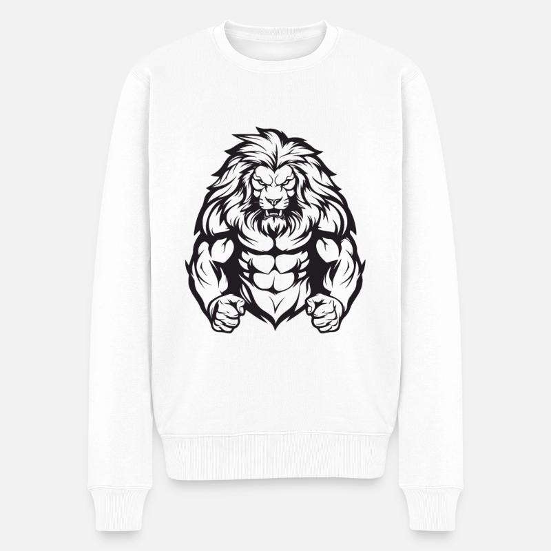 Gymnase d’entraînement Lion Muscles - Pull Premium bio Homme - blanc