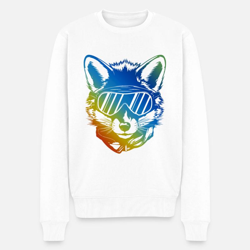 Ski Fuchs Snowboarder Bunt - Männer Premium Bio Pullover - Weiß