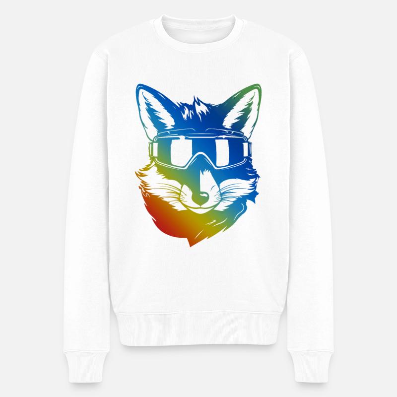 Ski Fuchs Bunt - Männer Premium Bio Pullover - Weiß