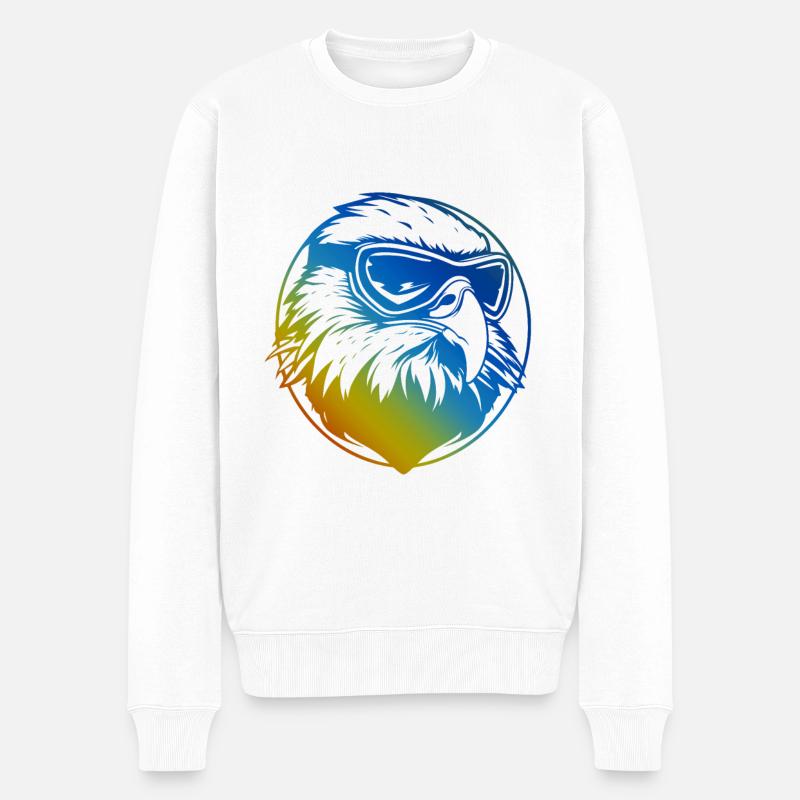 Ski Adler Snowboarder Bunt - Männer Premium Bio Pullover - Weiß