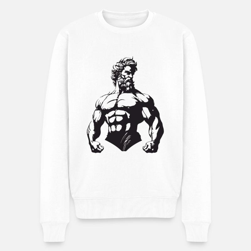Bodybuilder Muscles Entraînement Gym - Pull Premium bio Homme - blanc
