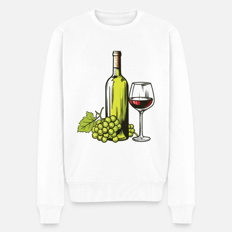 Weinglas WeinTrauben Wein - Männer Premium Bio Pullover - Weiß