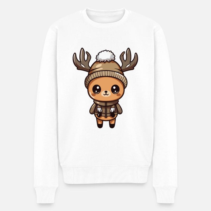 Cerf Mignon Hiver - Pull Premium bio Homme - blanc