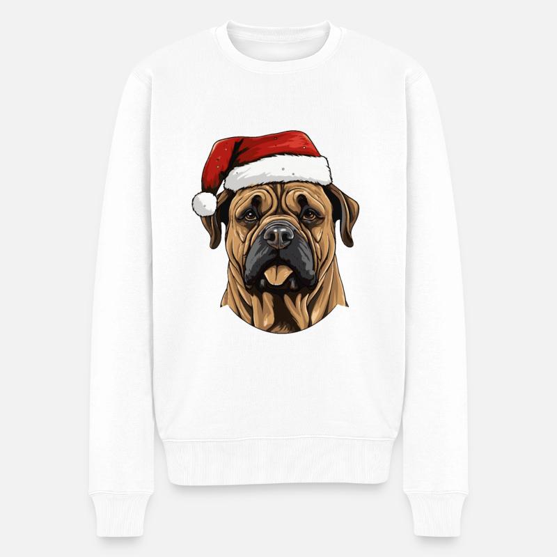 Tête de Noël Boerboel Dog - Pull Premium bio Homme - blanc