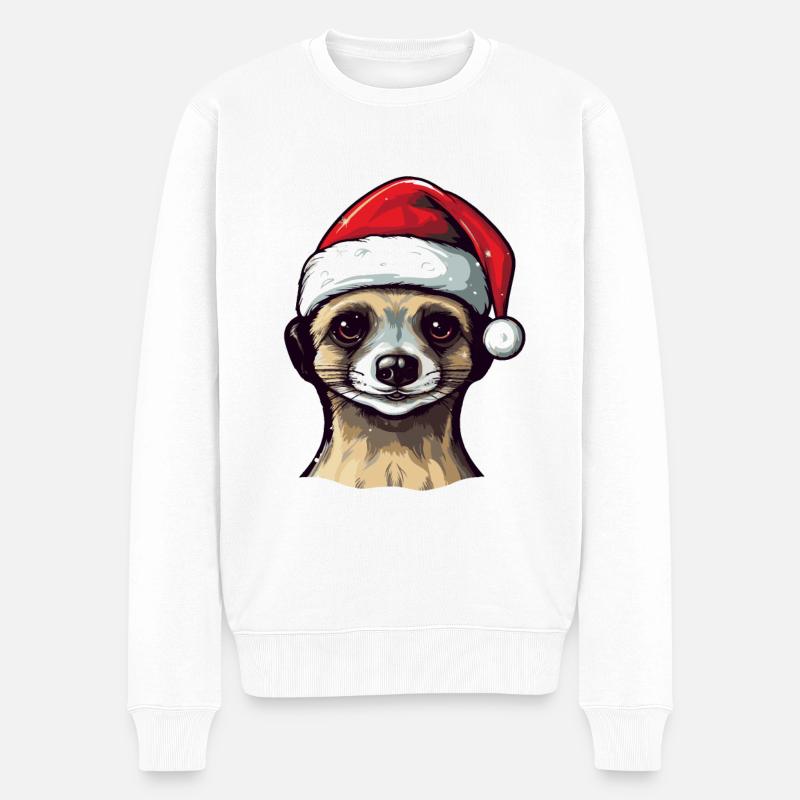 Erdmännchen Weihnachten Tier Kopf - Männer Premium Bio Pullover - Weiß