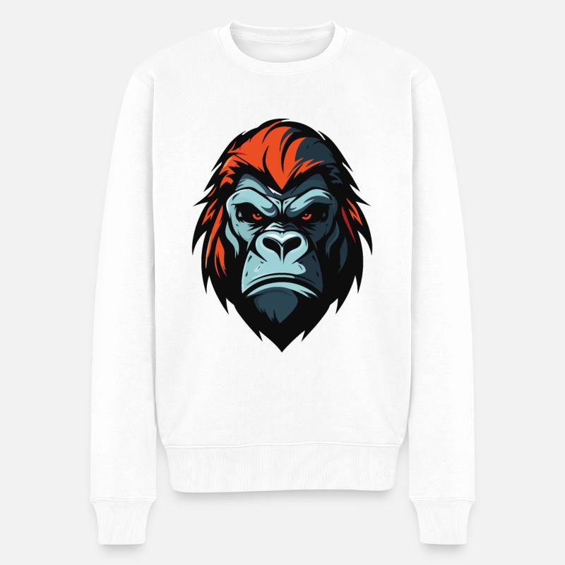 Gorilla Kopf - Männer Premium Bio Pullover - Weiß