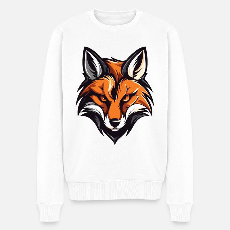 Fuchs Kopf - Männer Premium Bio Pullover - Weiß