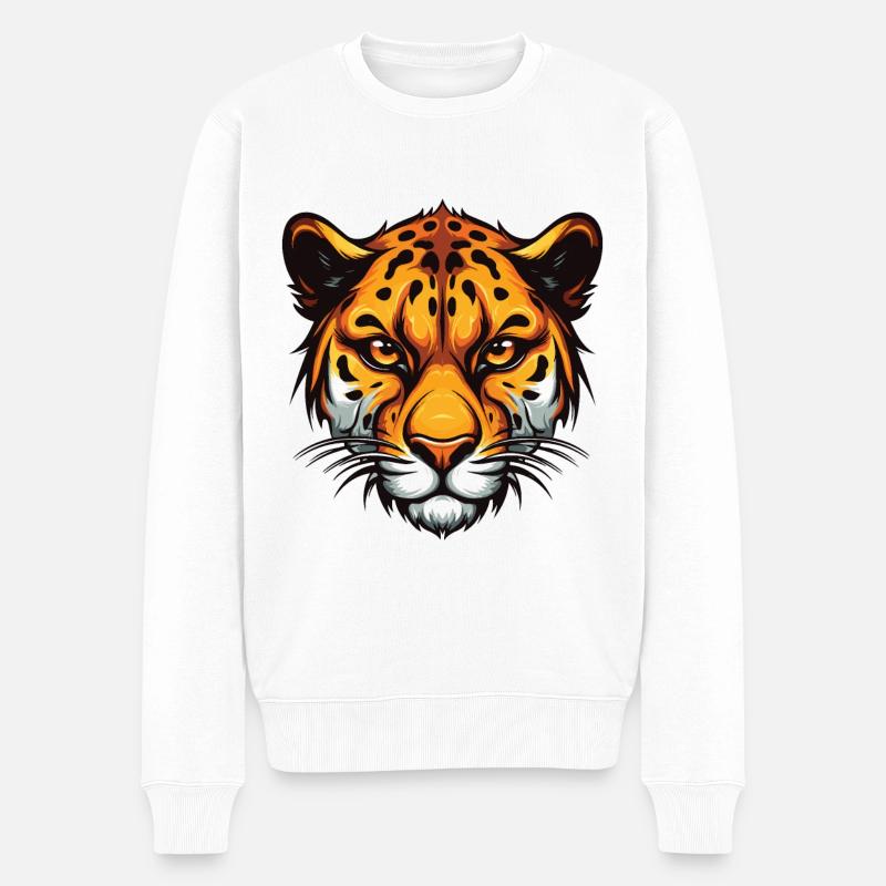 Gepard Kopf - Männer Premium Bio Pullover - Weiß