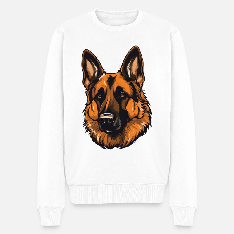 Schäferhund Hund Kopf - Männer Premium Bio Pullover - Weiß