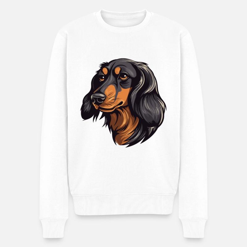Dachshund Hund Kopf Dackel - Männer Premium Bio Pullover - Weiß