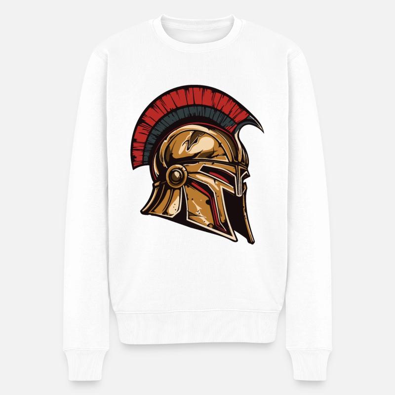Casque Spartiate Guerrier Sparta - Pull Premium bio Homme - blanc