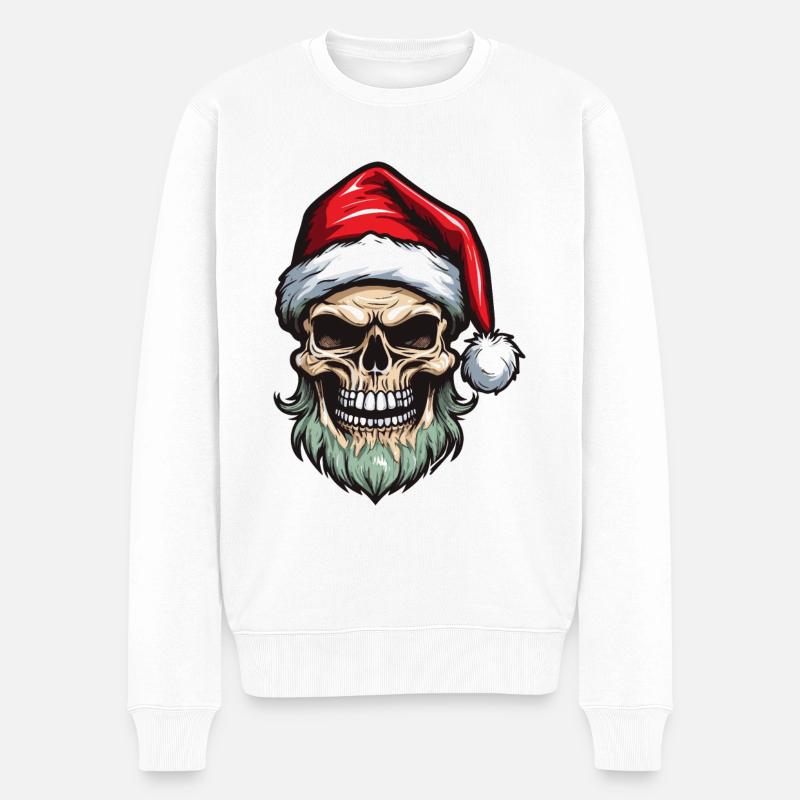 Crâne de Père Noël - Pull Premium bio Homme - blanc