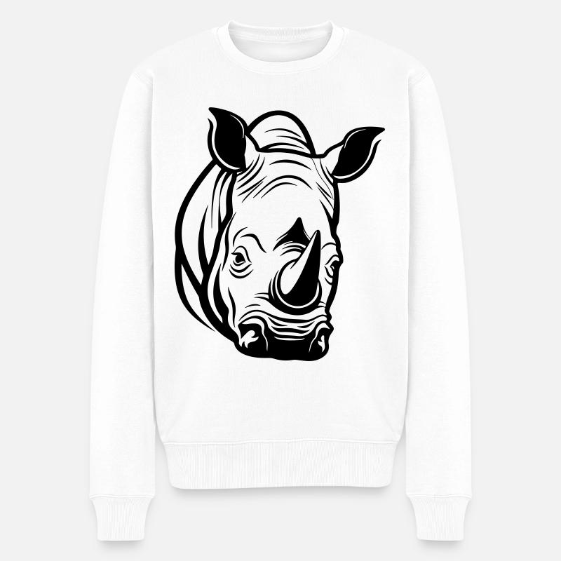 Nashorn Kopf - Männer Premium Bio Pullover - Weiß