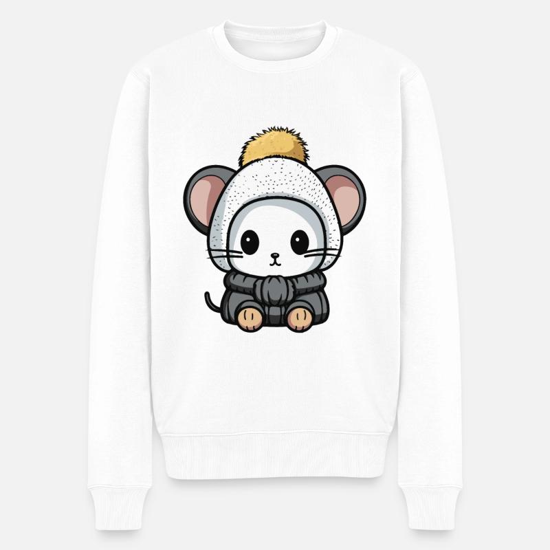 Maus Tier Baby Comic - Männer Premium Bio Pullover - Weiß