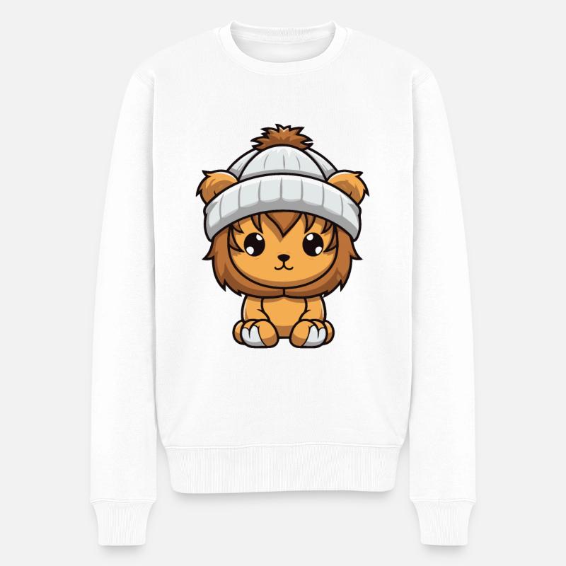 Löwe Tier Baby Comic - Männer Premium Bio Pullover - Weiß