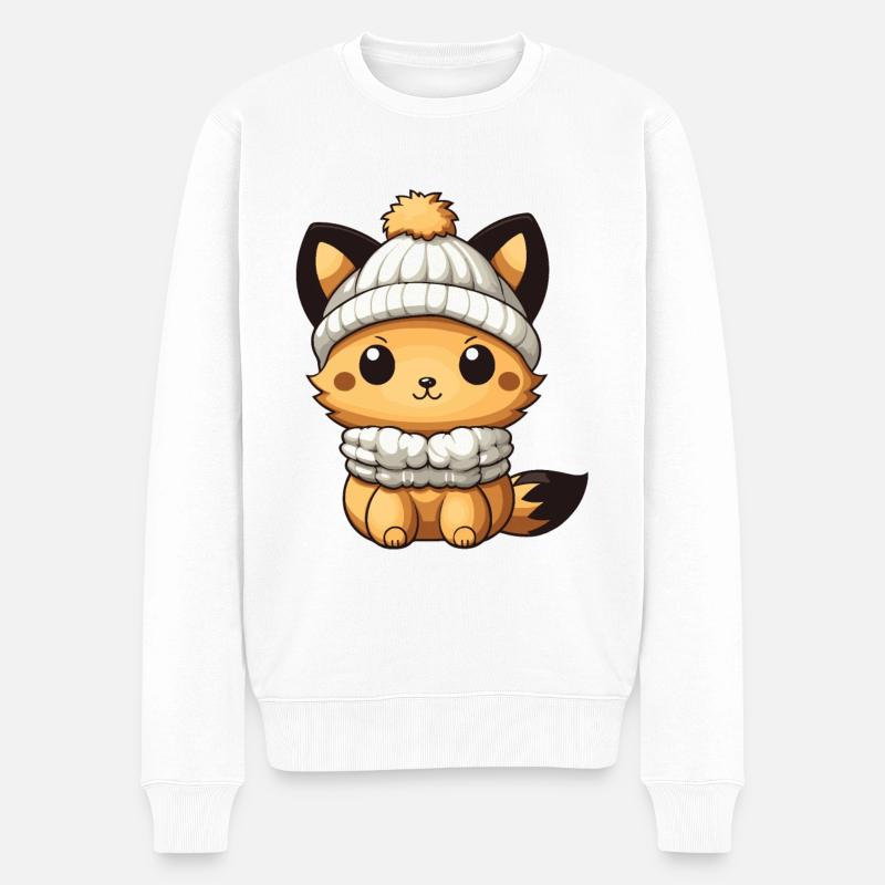 Fuchs Tier Baby Comic - Männer Premium Bio Pullover - Weiß