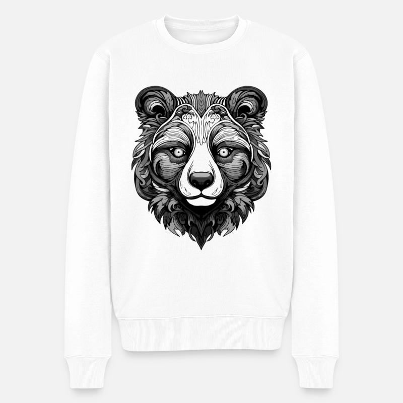 Panda Tier Kopf - Männer Premium Bio Pullover - Weiß