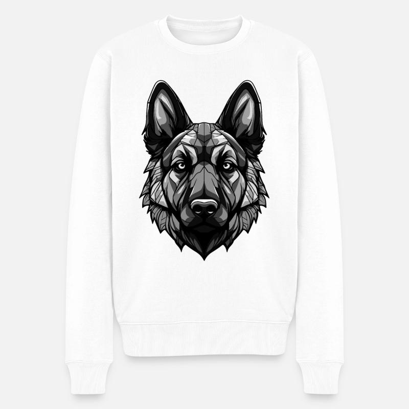 Schäferhund Hund Porträt - Männer Premium Bio Pullover - Weiß
