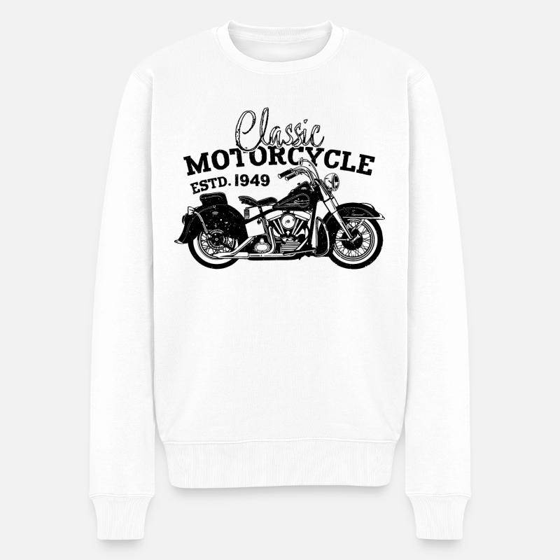 Retro 1949 Motorrad Biker Motorrad Geburtstag 1949 - Männer Premium Bio Pullover - Weiß